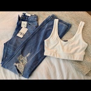 ZARA FULL LENGTH HIGH RISE STRAIGHT LEG JEANS 36 4